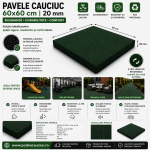 pavele cauciuc 600 x 600 cu 20 mm verde patrat